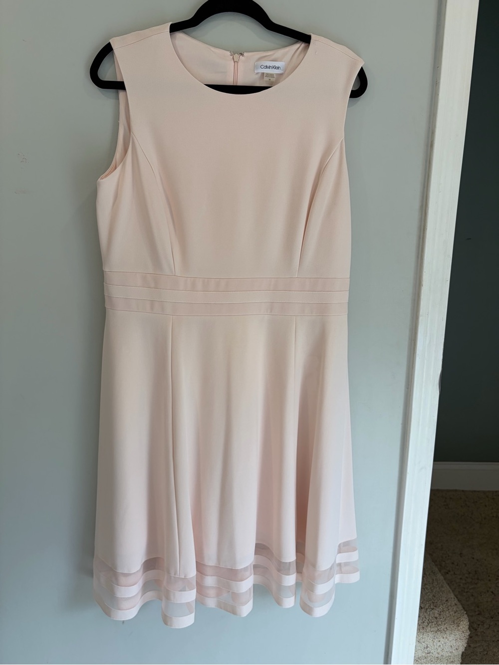 Calvin Klein Women's Blush Pink Sleeveless Fit & Flare Dress Balletcore Feminine